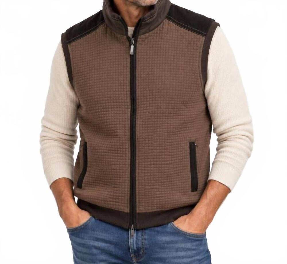 NEW LUCHIANO VISCONTI full zip sweater vest in brown